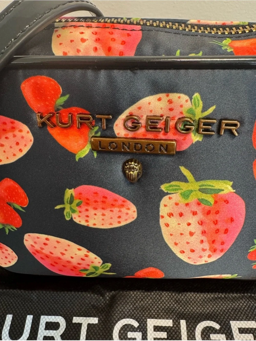 Kurt Geiger Navy Strawberry Print Crossbody Bag